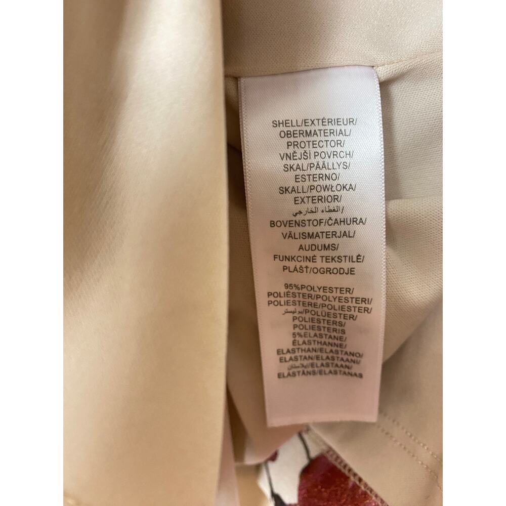 NWT ADRIANNA PAPELL DRESS 14 WEDDING GUEST RED FOIL BEIGE FLORAL COCKTAIL PARTY - Picture 7 of 14